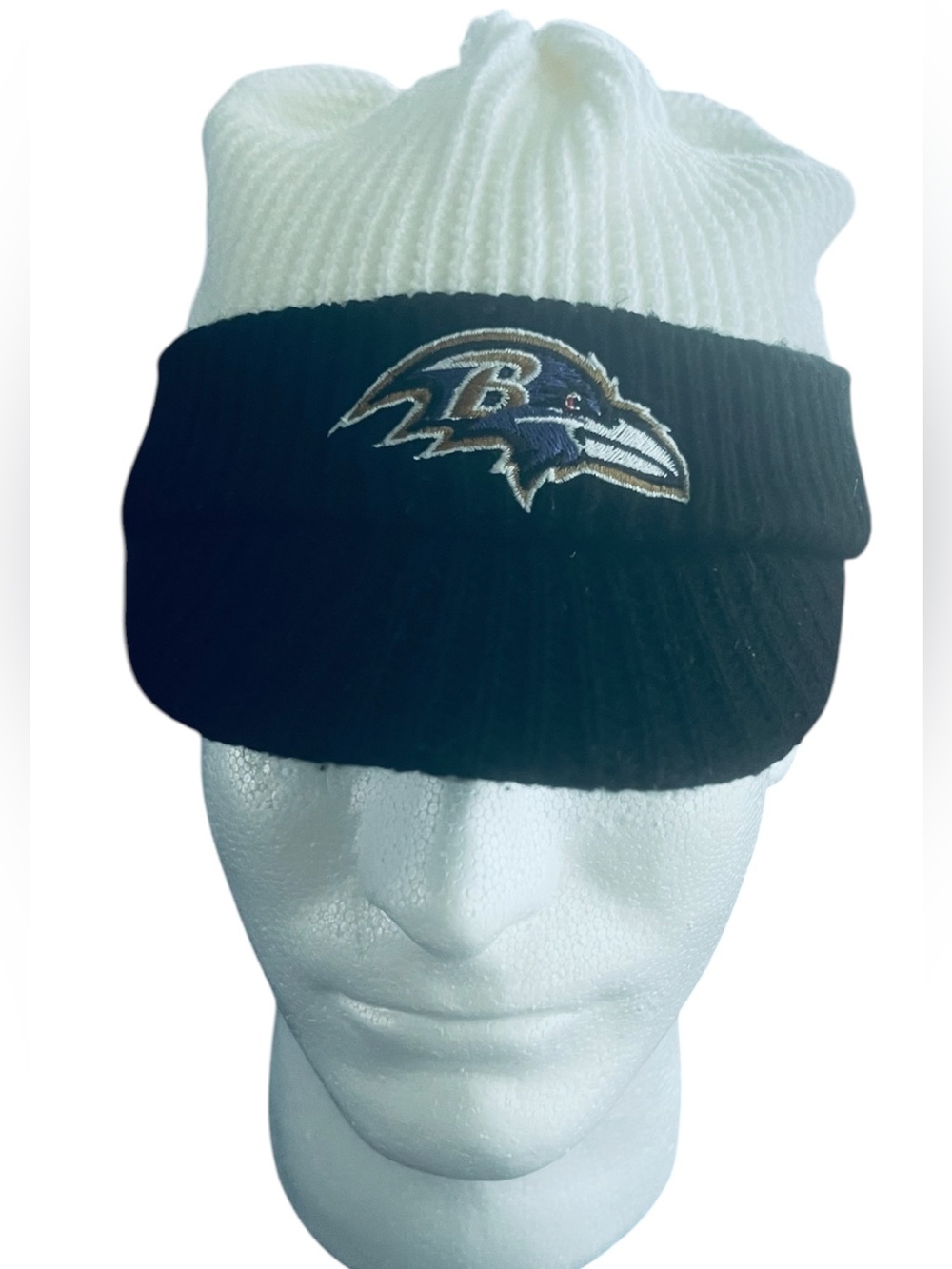 Vintage 1990s Baltimore Ravens Logo Athletic Knit Beanie Hat NFL